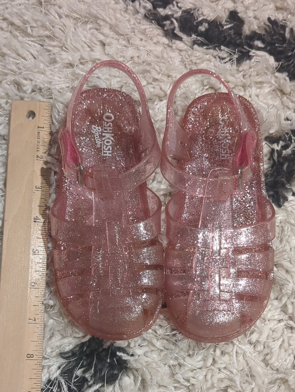 OshKosh B'gosh Glitter Pink Jelly Sandals Girl US 12